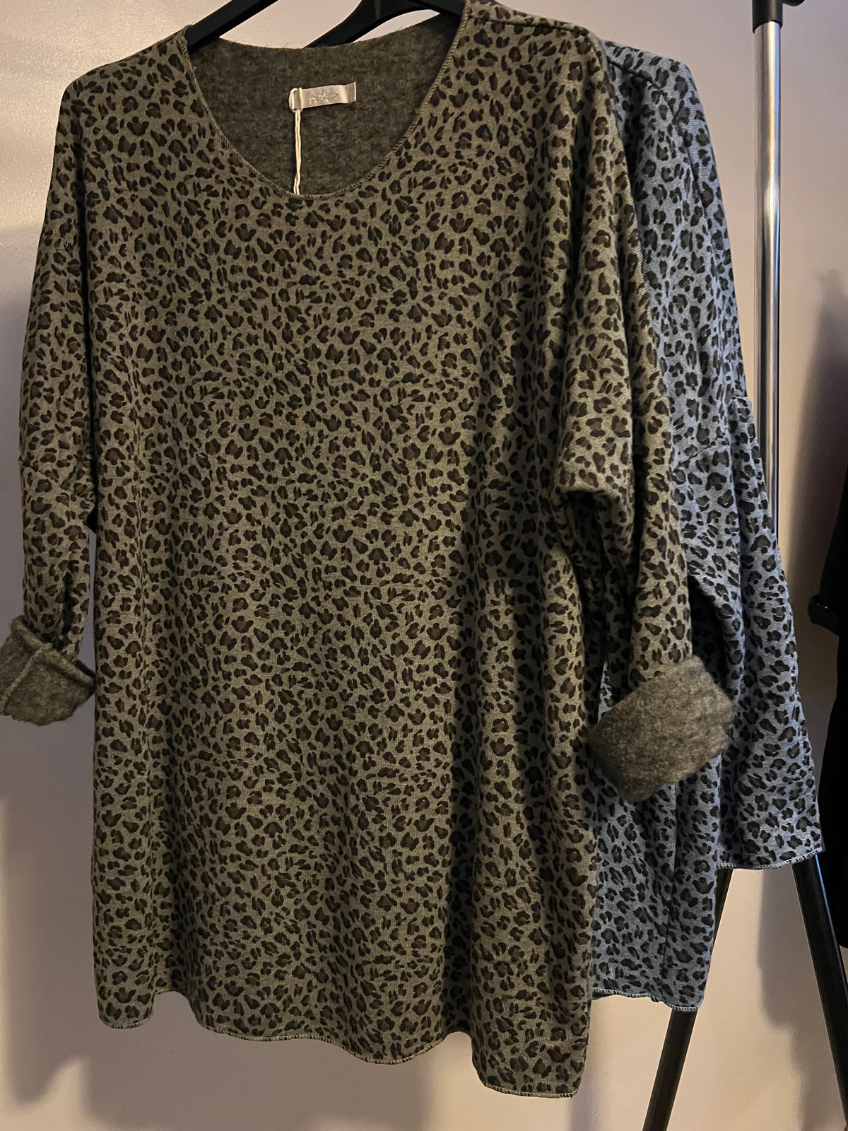 SOFT FLEECE LINED ANIMAL TOP DENIM BLUE/ KHAKI GREEN