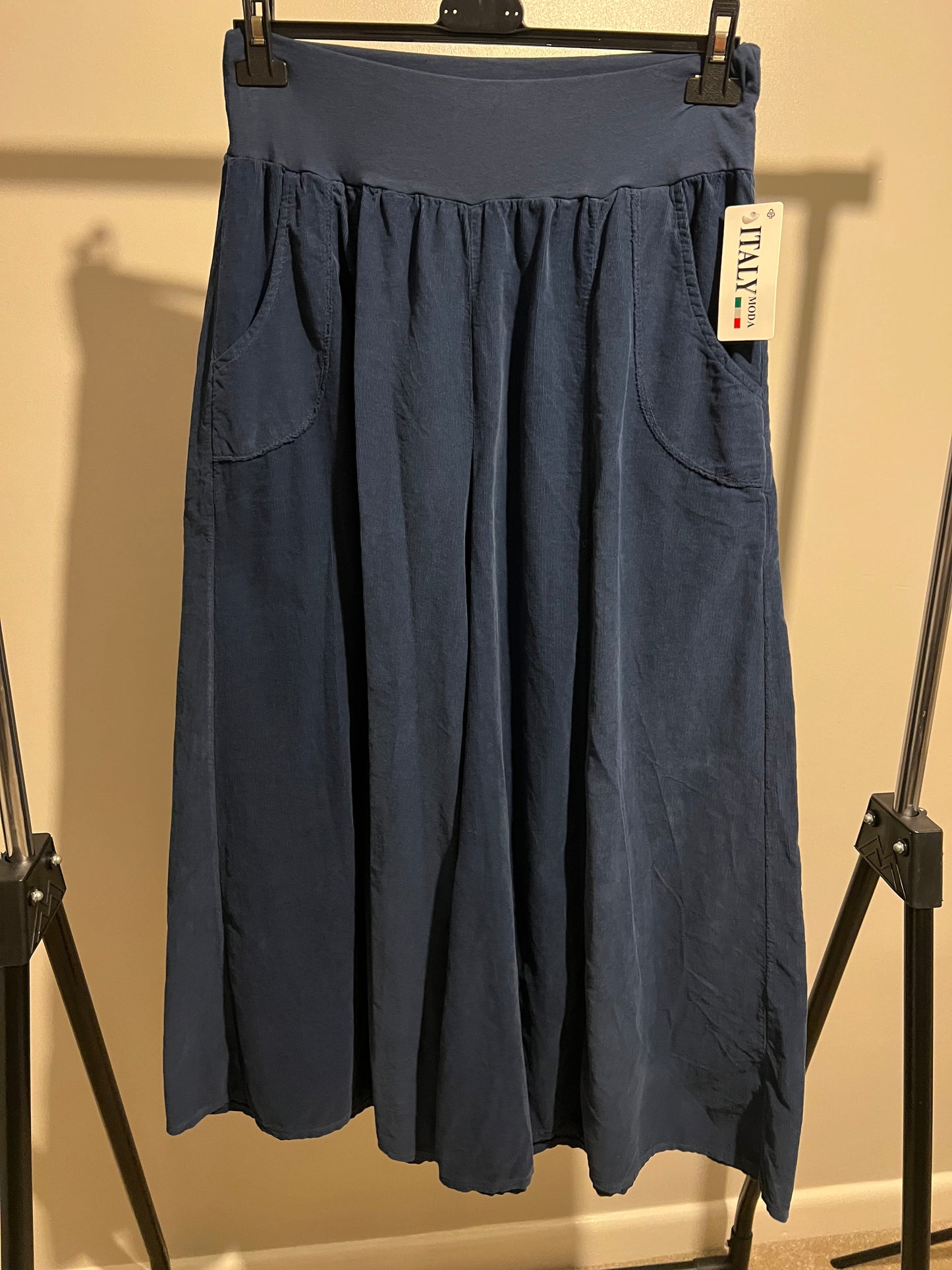 NEEDLECORD WIDE LEG PALAZZOS NAVY