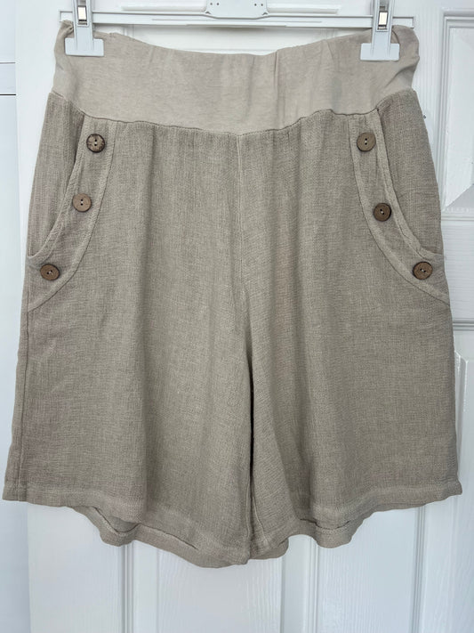 WASHED LINEN SHORTS STONE