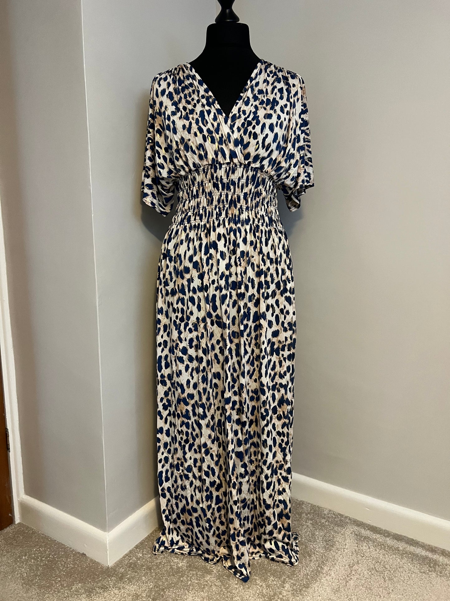 ANIMAL PRINT MAXI DRESS BLUE