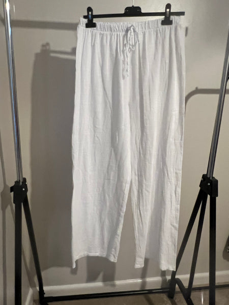 COTTON WIDE LEG TROUSER WHITE