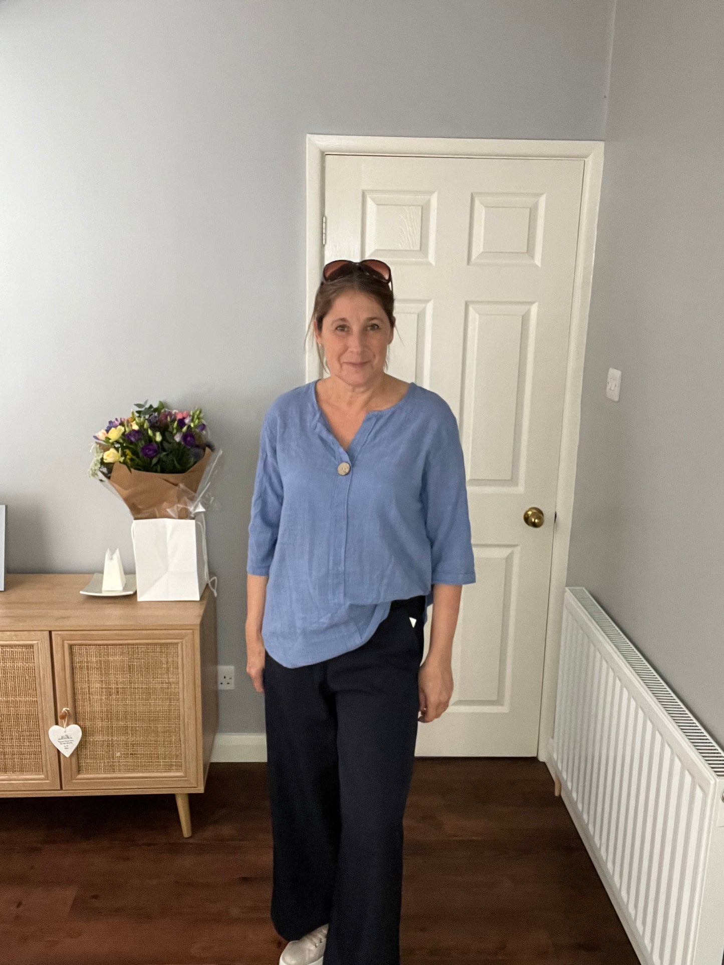COTTON BUTTON TOP DENIM BLUE