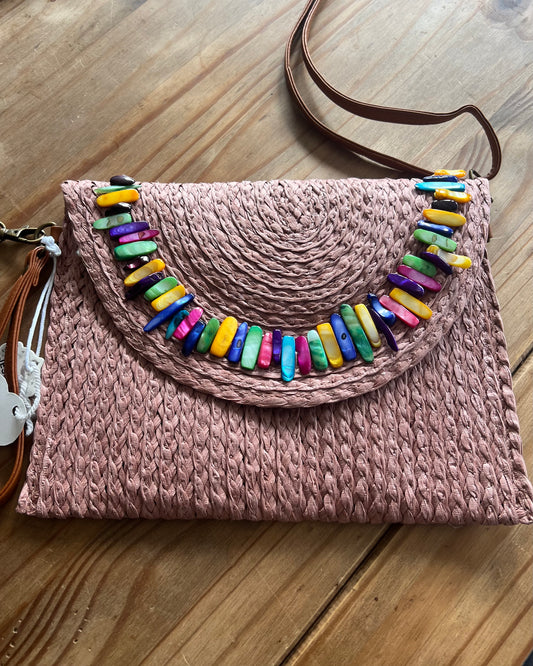 STRAW BAG SOFT PINK