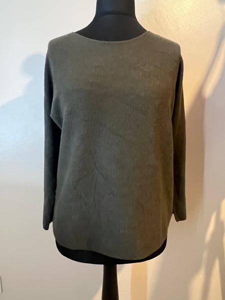 ROUND NECK SOFT JUMPER DARK KHAKI