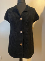 BUTTON SHORT SLEEVE TANK BLACK
