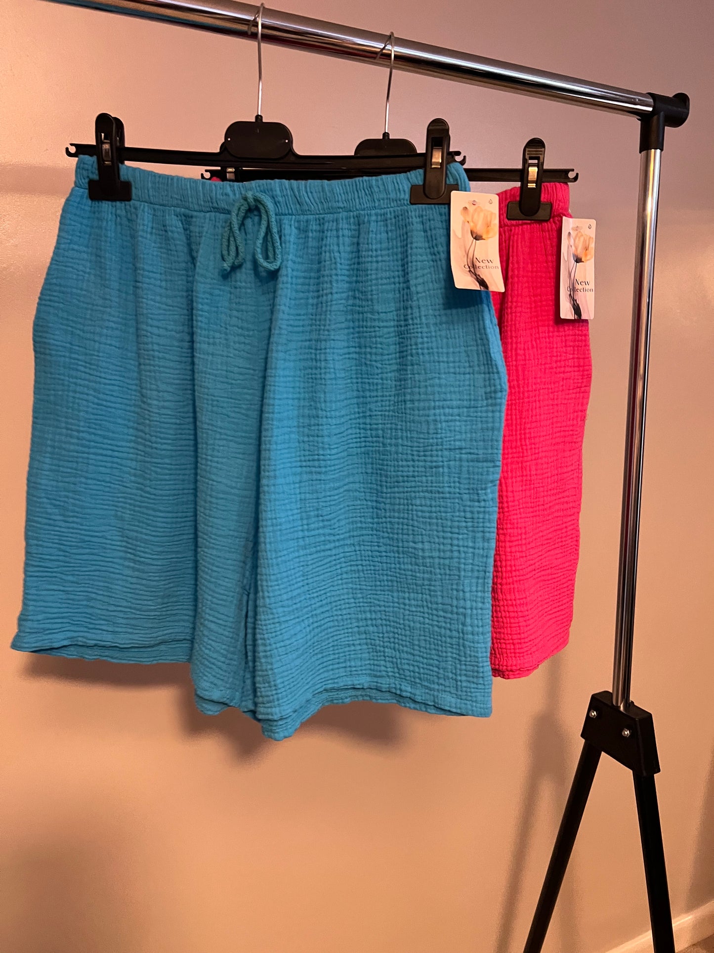 CHEESECLOTH SHORTS TURQUOISE/FUCHSIA