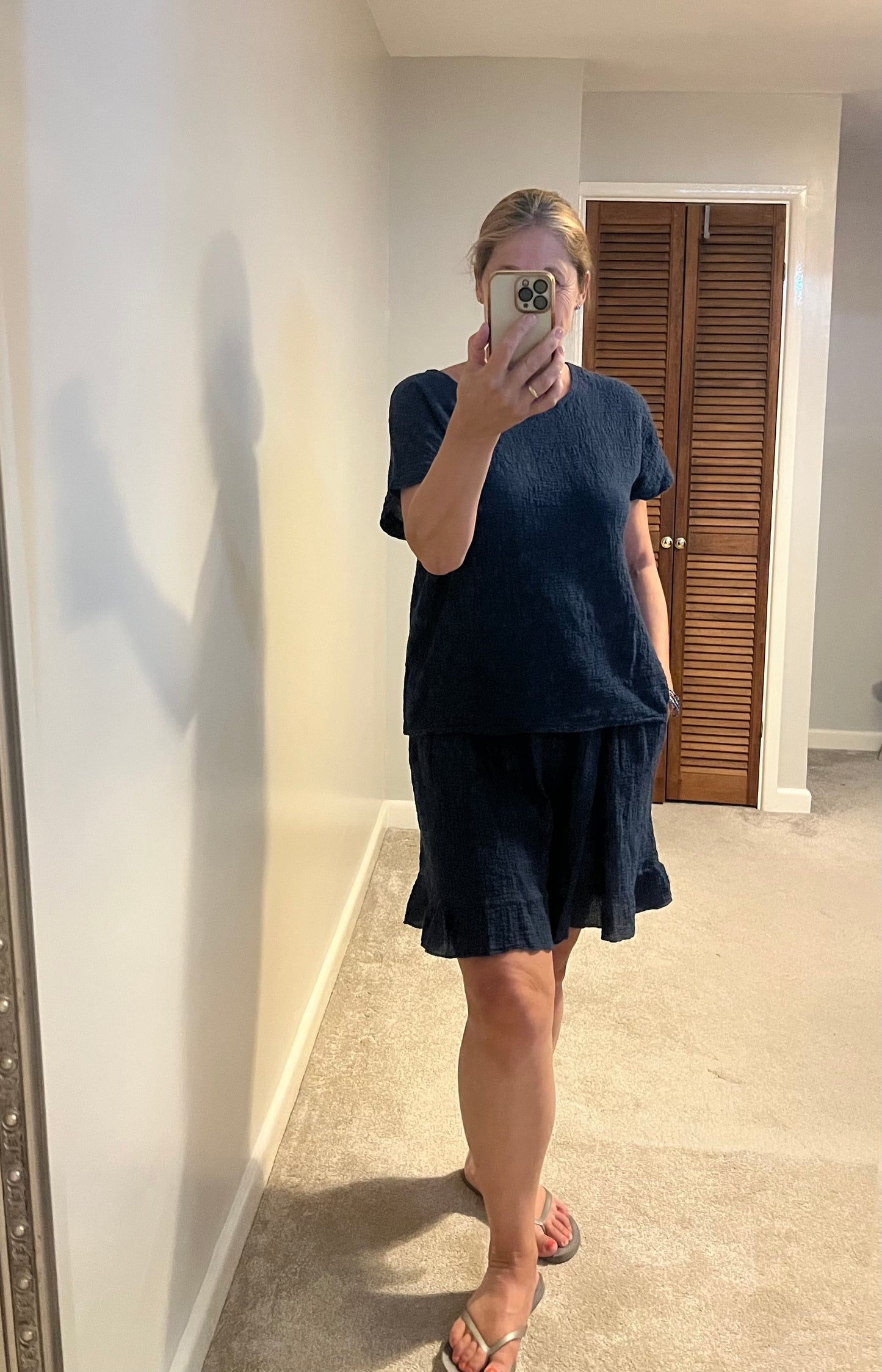 COTTON TOP/SHORTS CO-ORD FUCHSIA/KHAKI/NAVY