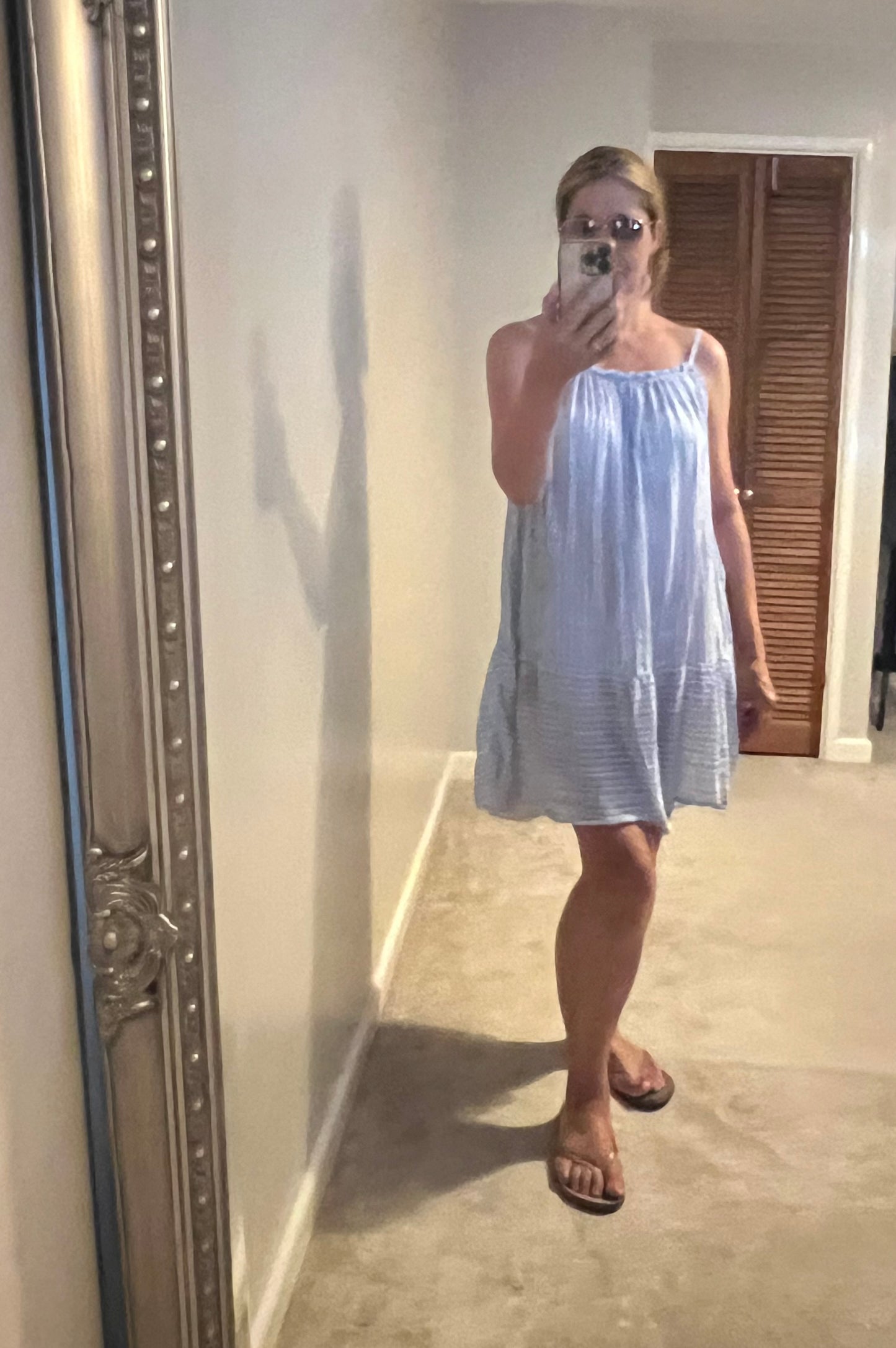 STRIPE MIDI DRESS PINK/KHAKI/BLUE