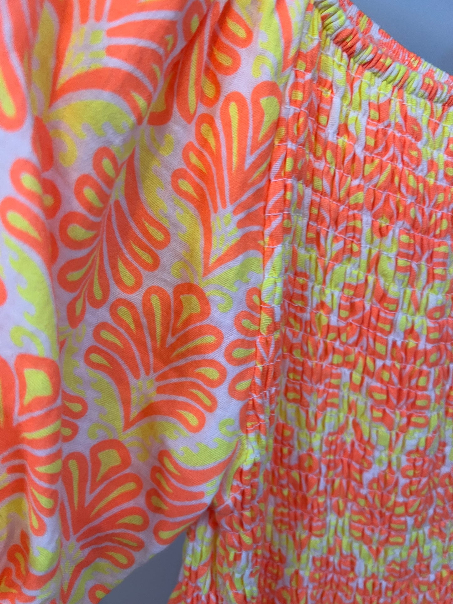 PALM LEAF SHIRRED DRESS VARIOUS COLOURS