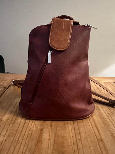 BACK PACK WINE AND TAN