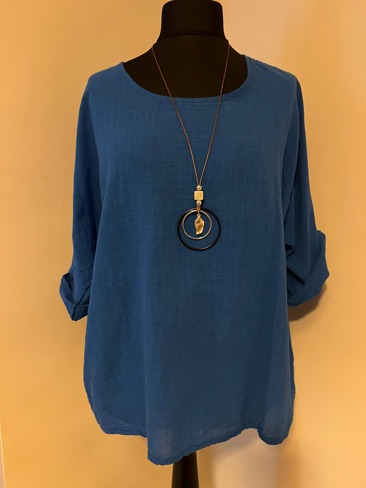 COTTON NECKLACE TOP ROYAL BLUE