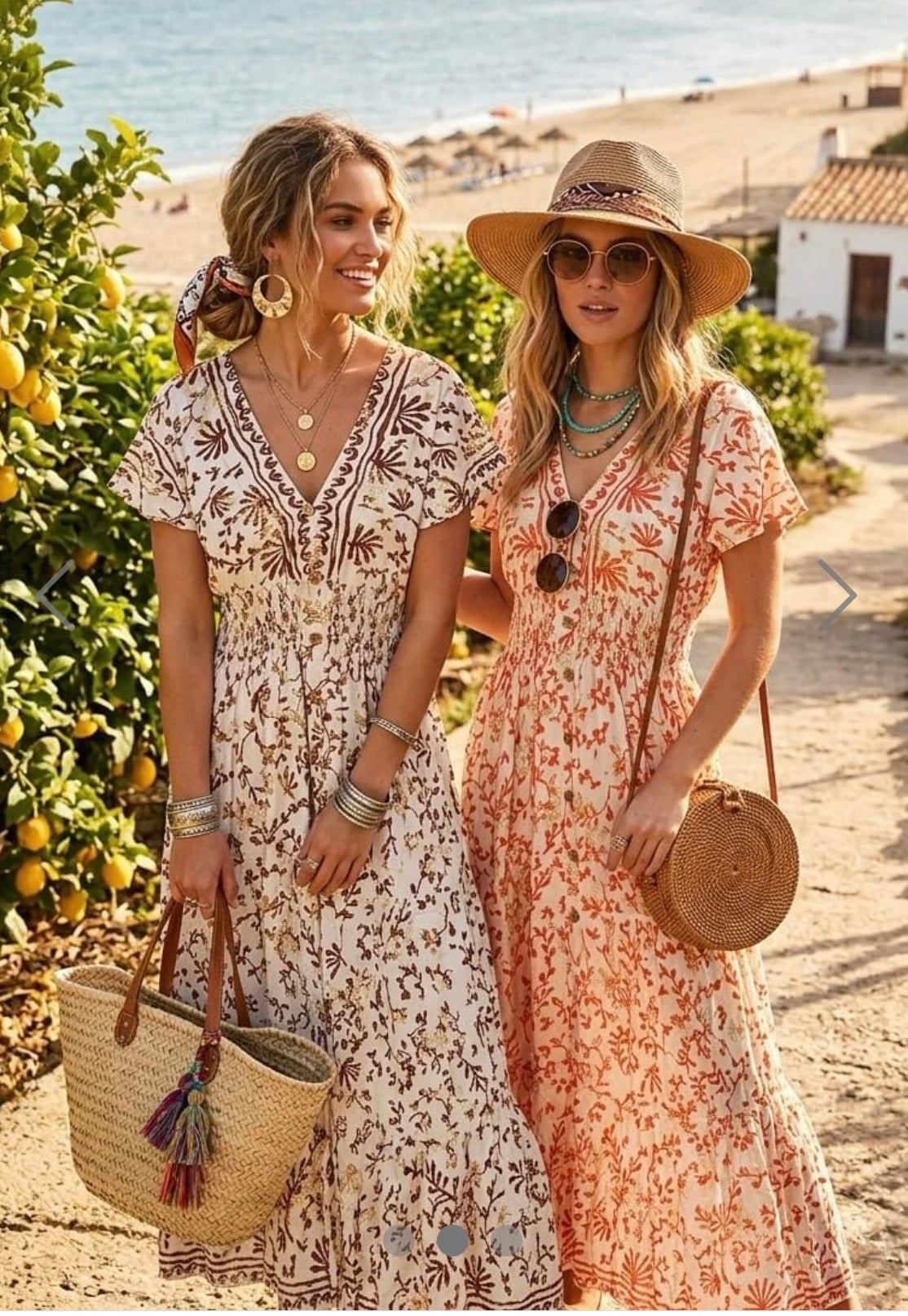 BOHO MAXI LEAF DRESS VARIOUS COLOURS