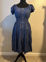 CHAMBRAY MIDI DRESS DARK DENIM