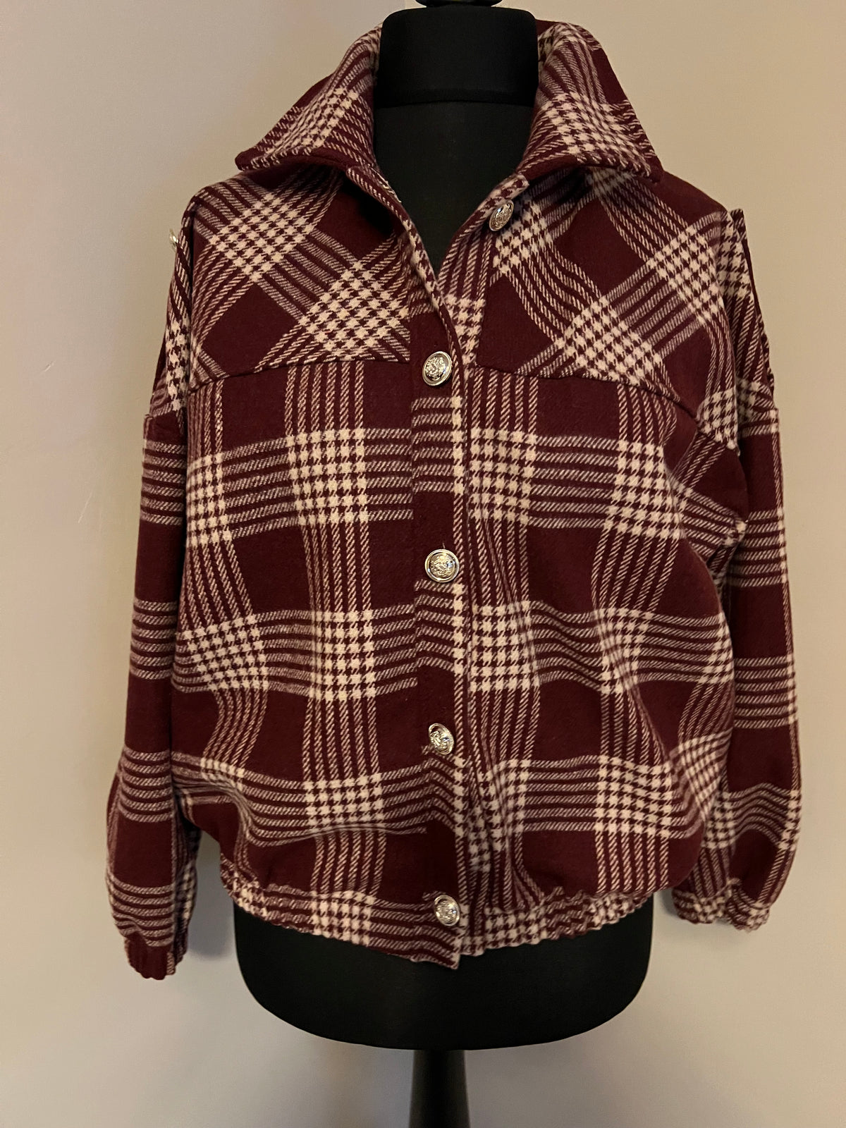 BOMBER JACKET CHECKED PRINT KHAKI/WINE