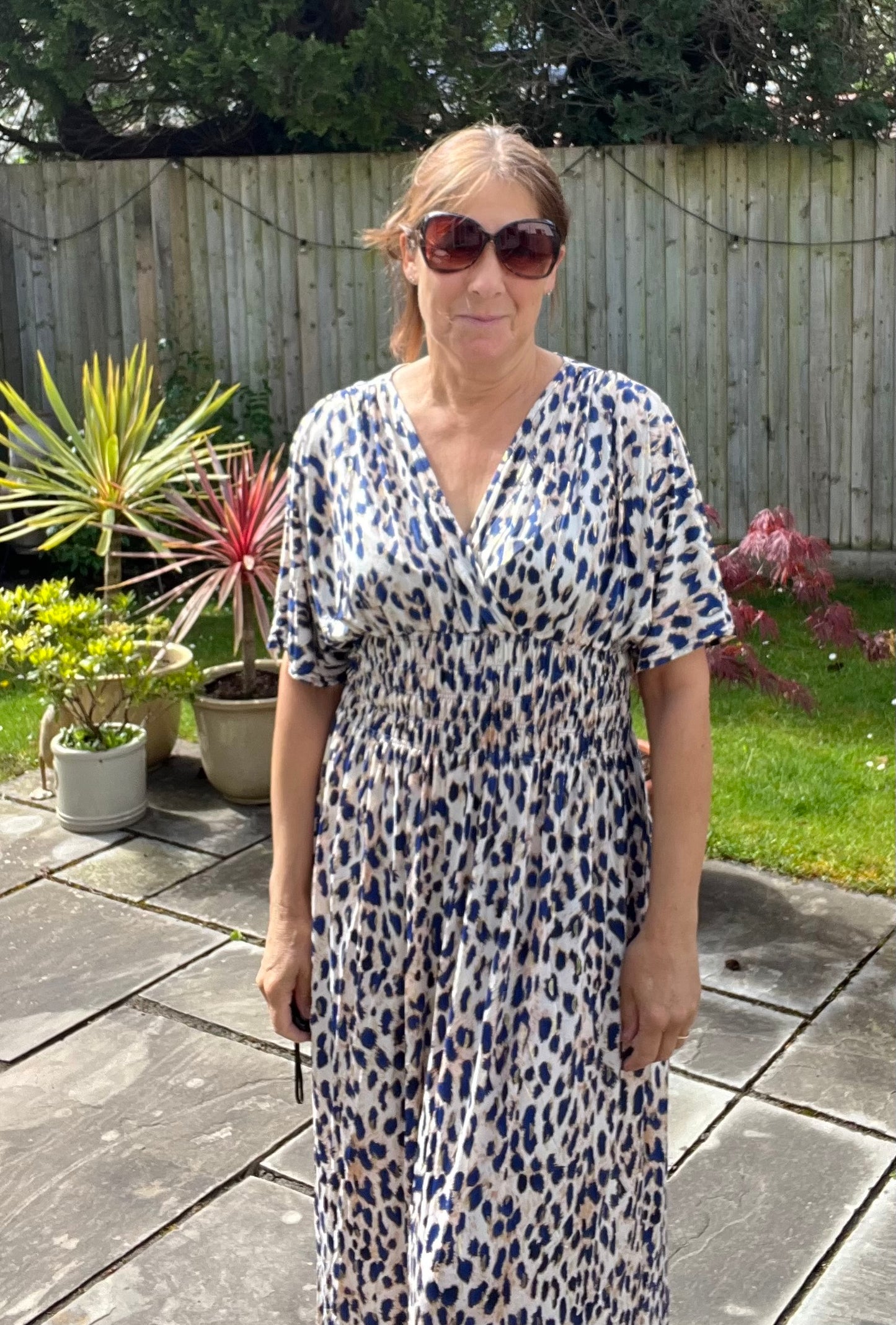 ANIMAL PRINT MAXI DRESS BLUE