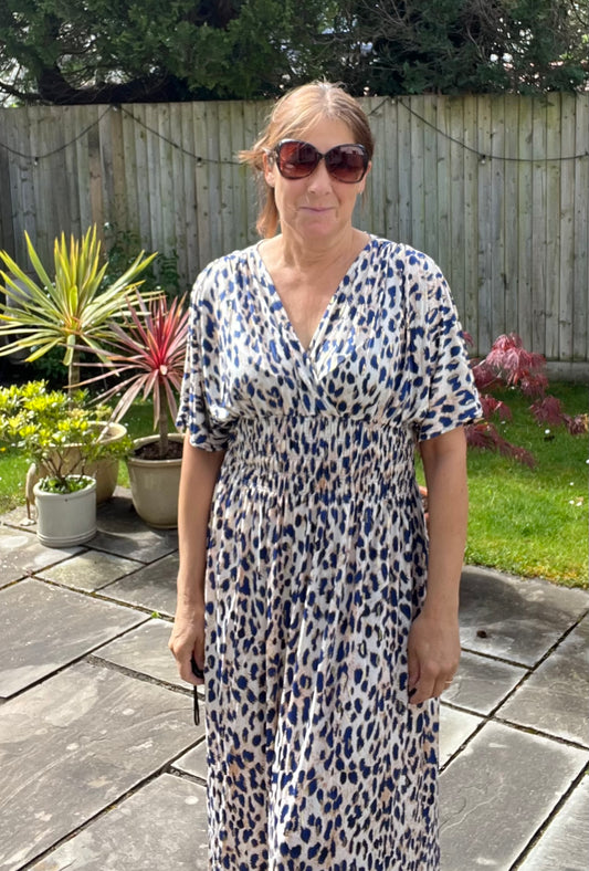 ANIMAL PRINT MAXI DRESS BLUE