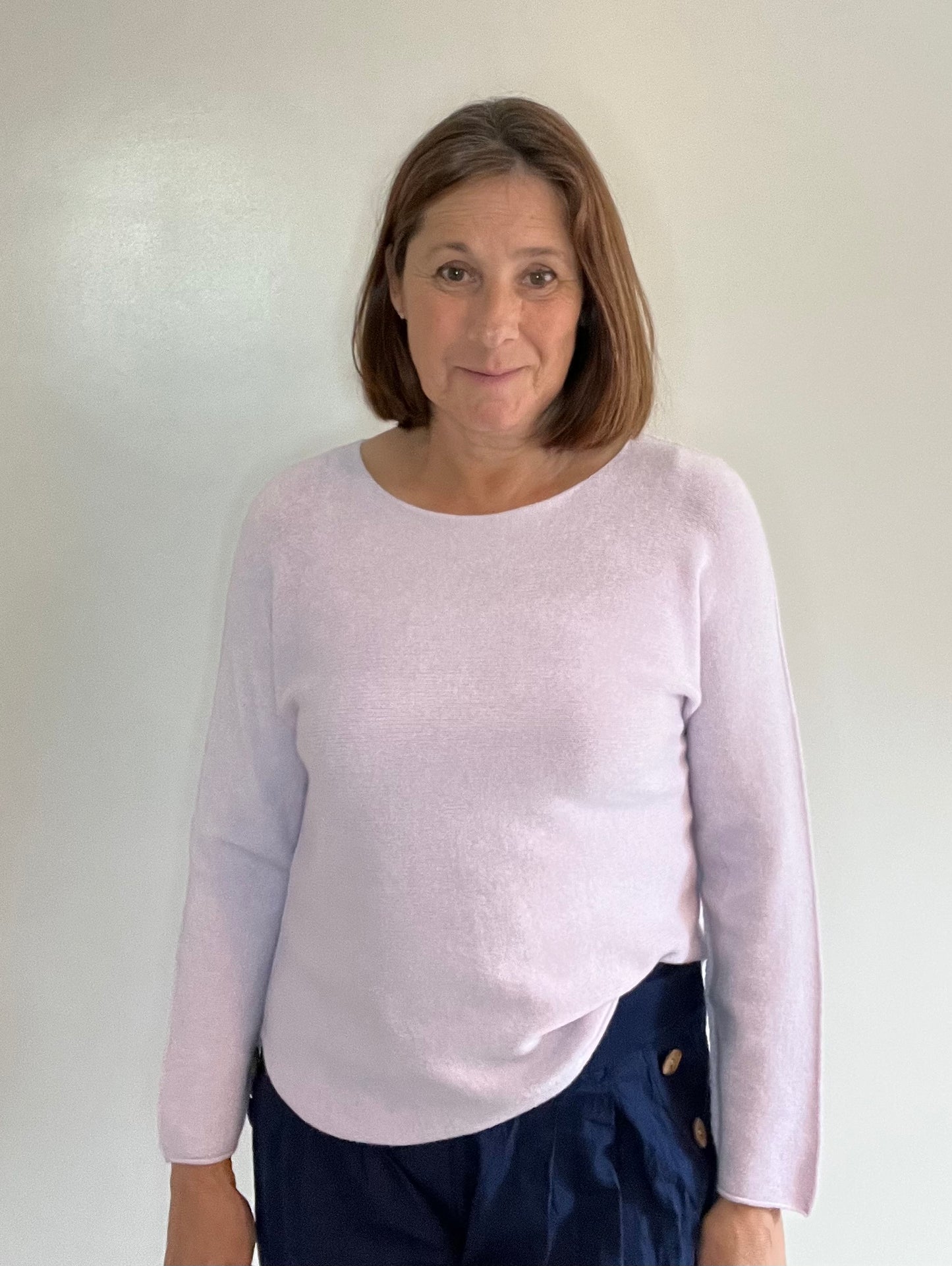 ROUND NECK SOFT JUMPER  PALE LILAC