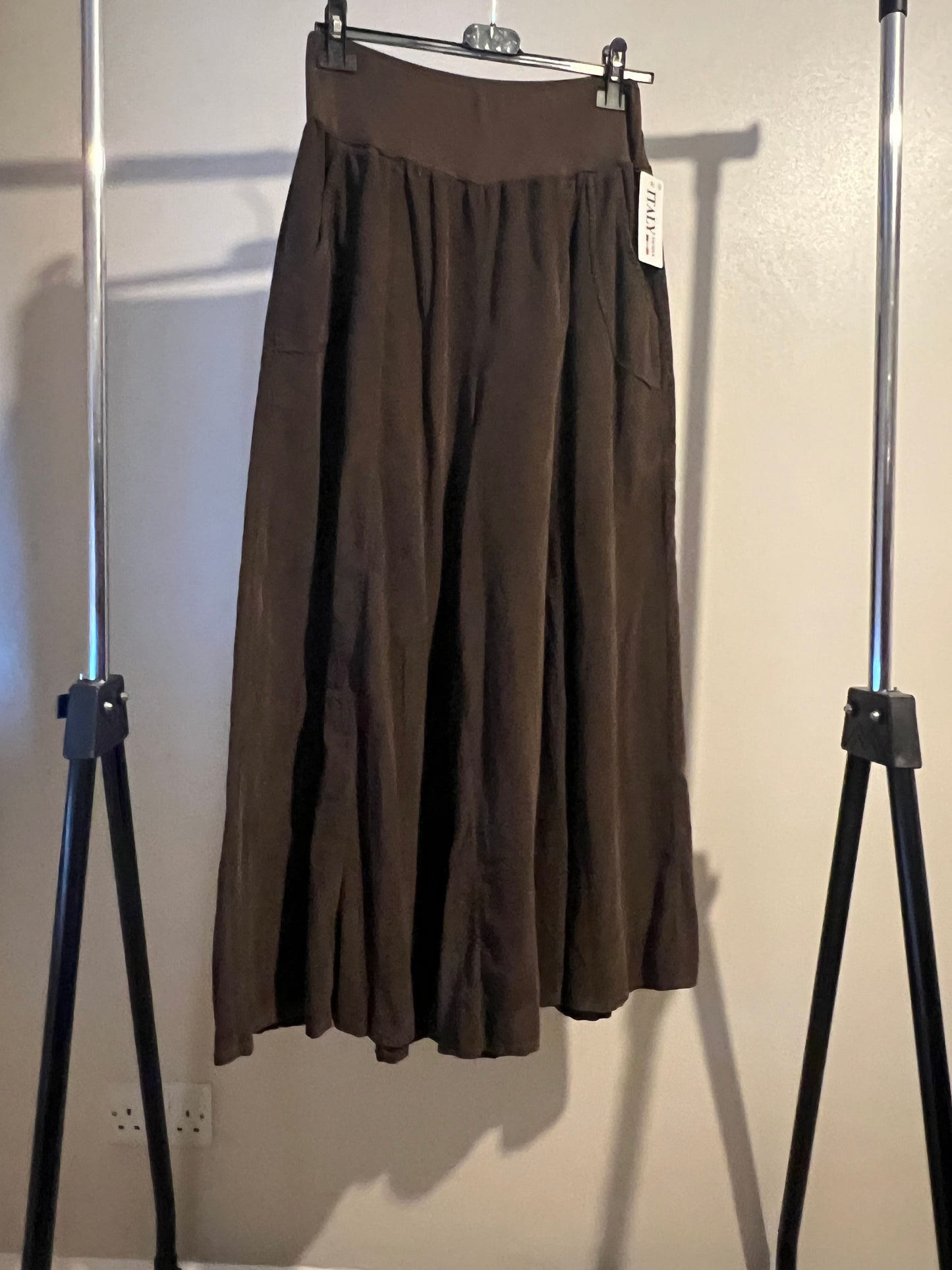 NEEDLECORD WIDE LEG TROUSERS CHOCOLATE