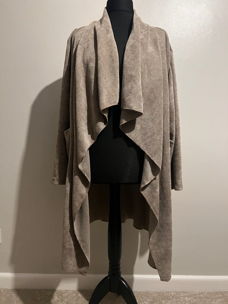 WATERFALL CHENILLE LONG CARDI MOCHA