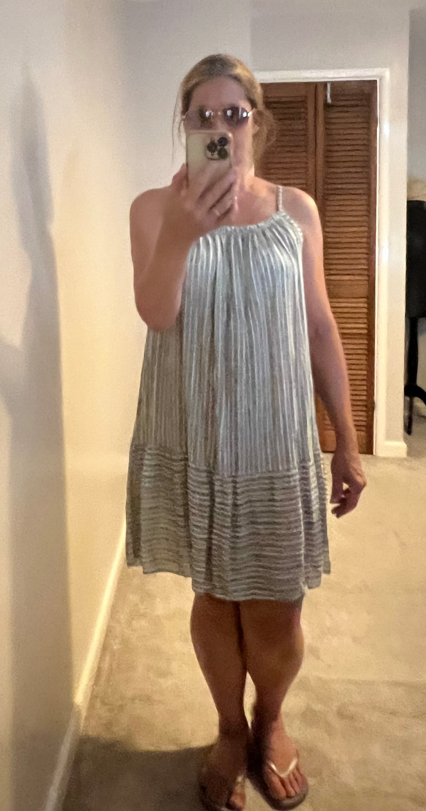 STRIPE MIDI DRESS PINK/KHAKI/BLUE