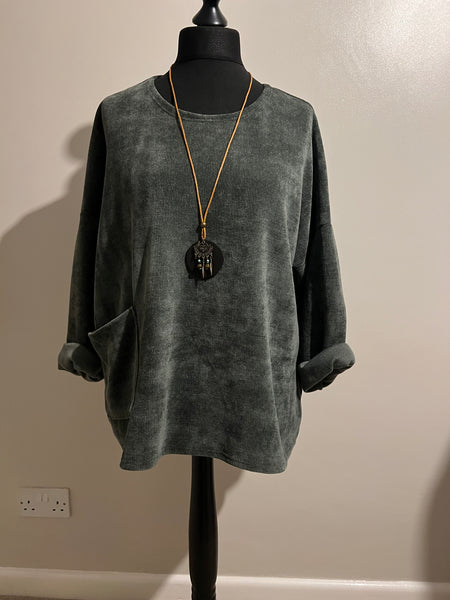 SUPER SOFT CHENILLE TOP KHAKI