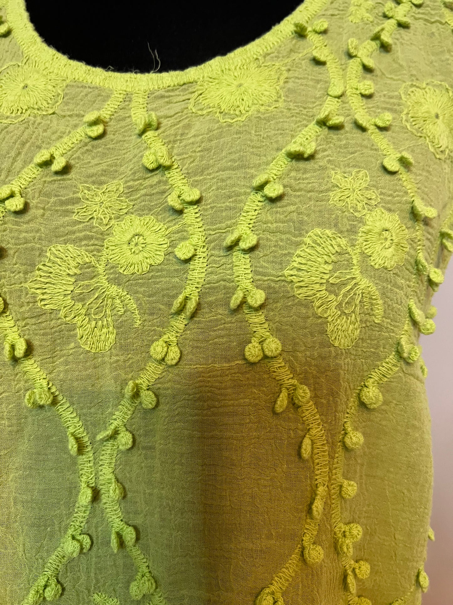 COTTON POM POM VEST TOP LIME