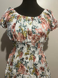 FLORAL PRINT MIDI DRESS WHITE