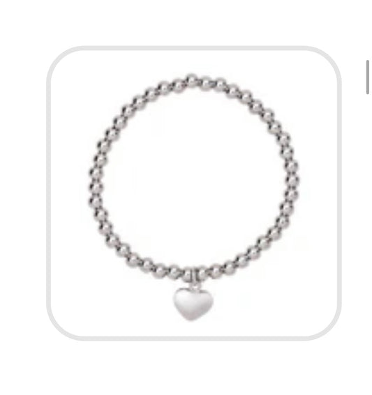 SILVER EFFECT HEART ELASTICATED BRACELET