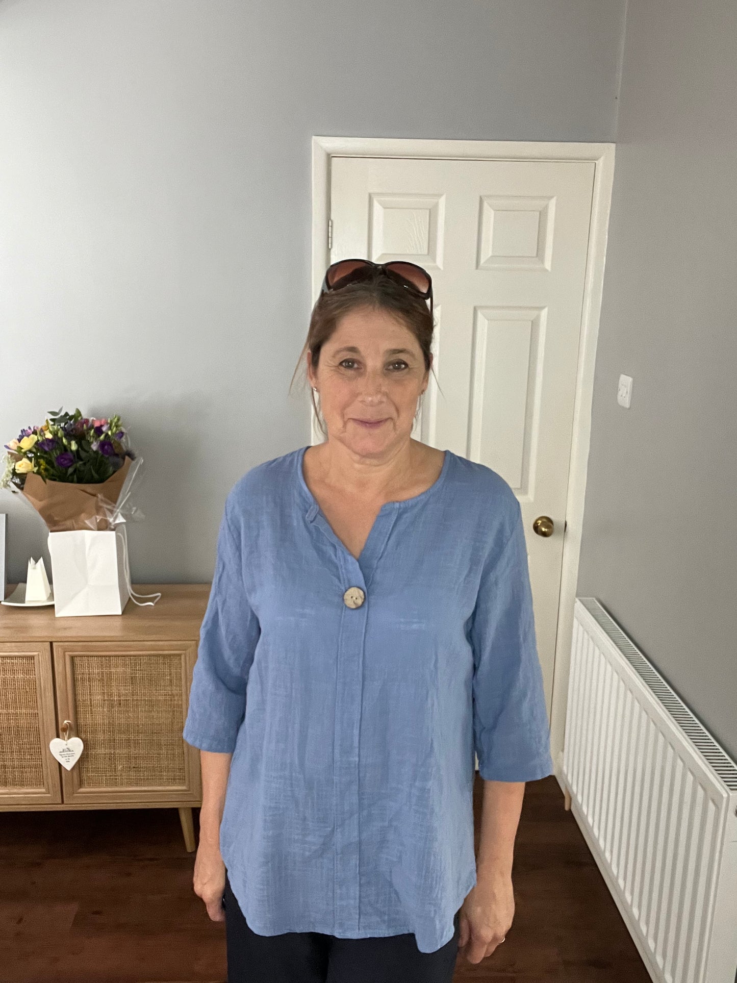 COTTON BUTTON TOP DENIM BLUE