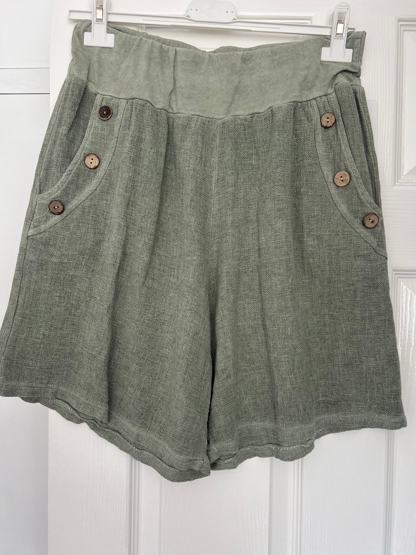WASHED LINEN SHORTS KHAKI