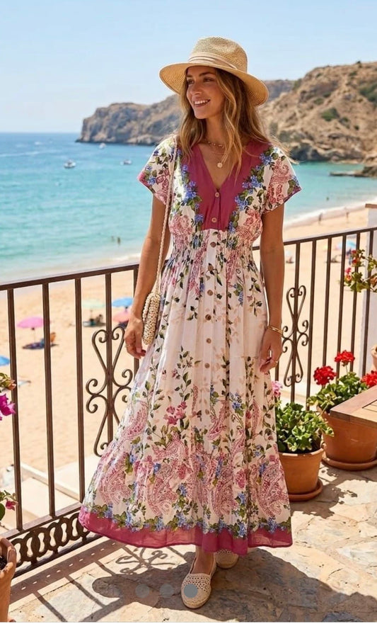 BOHO MAXI FLORAL DRESS VARIOUS COLOURS