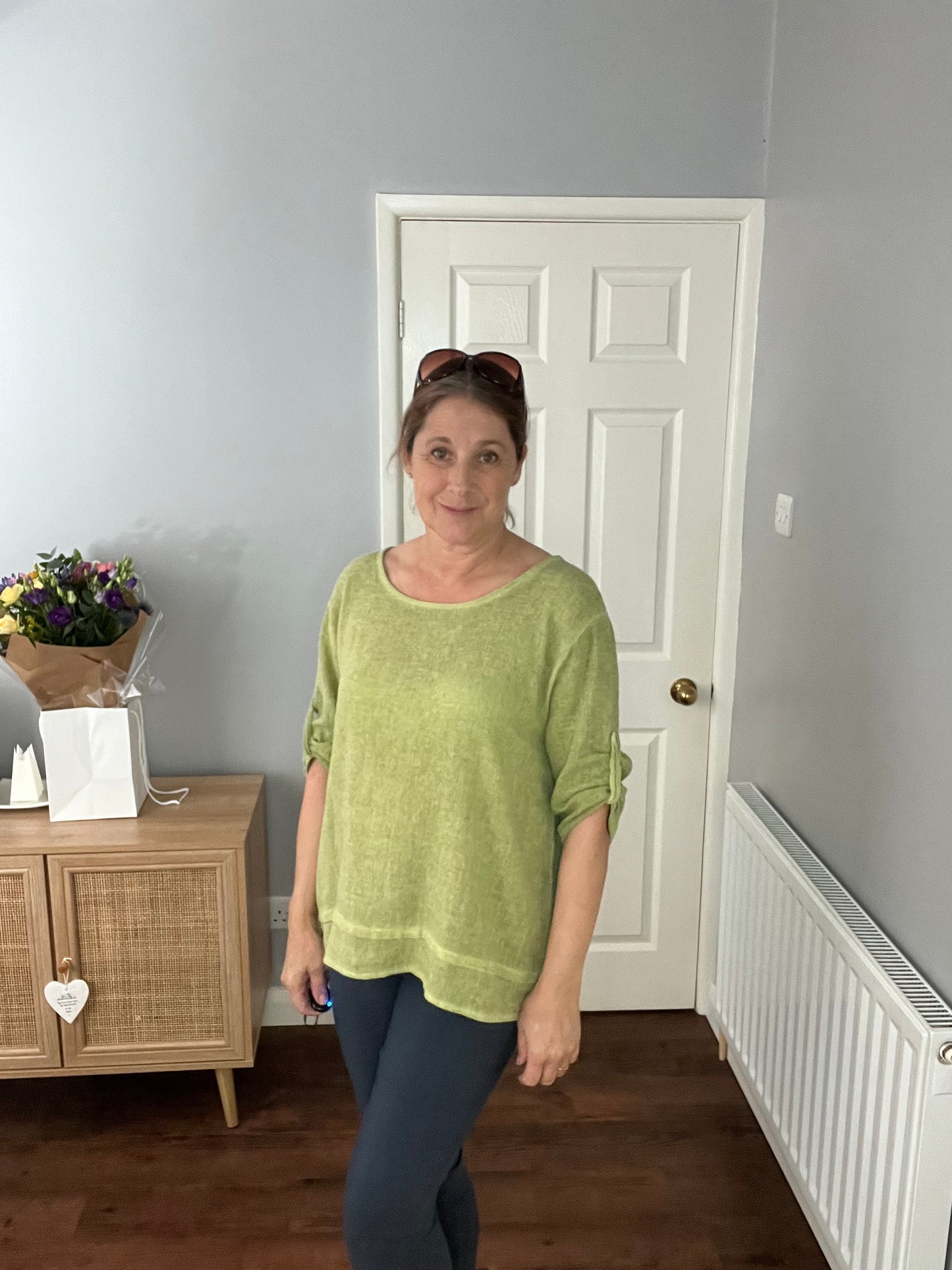 WASHED LINEN TOP LIME