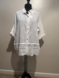 CHEESECLOTH SHIRT WITH BRODERIE ANGLAISE DETAIL WHITE