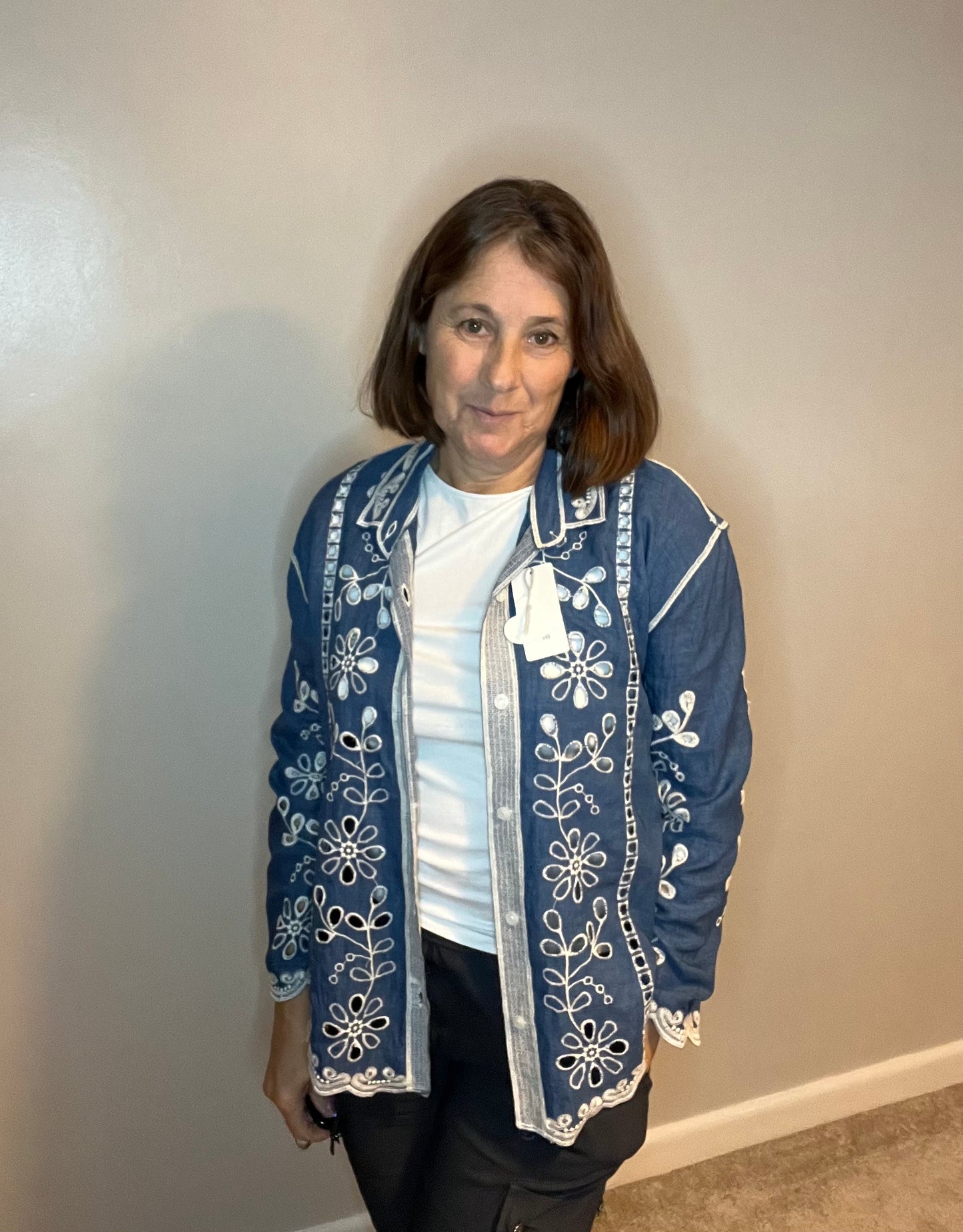 FLORAL SHACKET DENIM