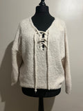 SOFT LACE UP KNIT CREAM