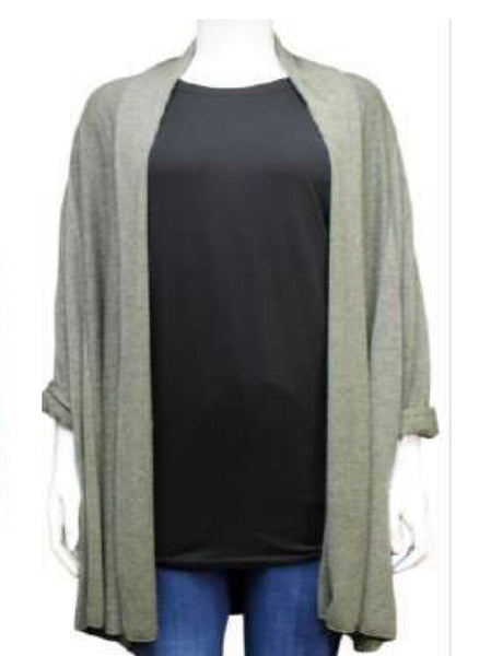FINE KNIT WATERFALL CARDI IN KHAKI