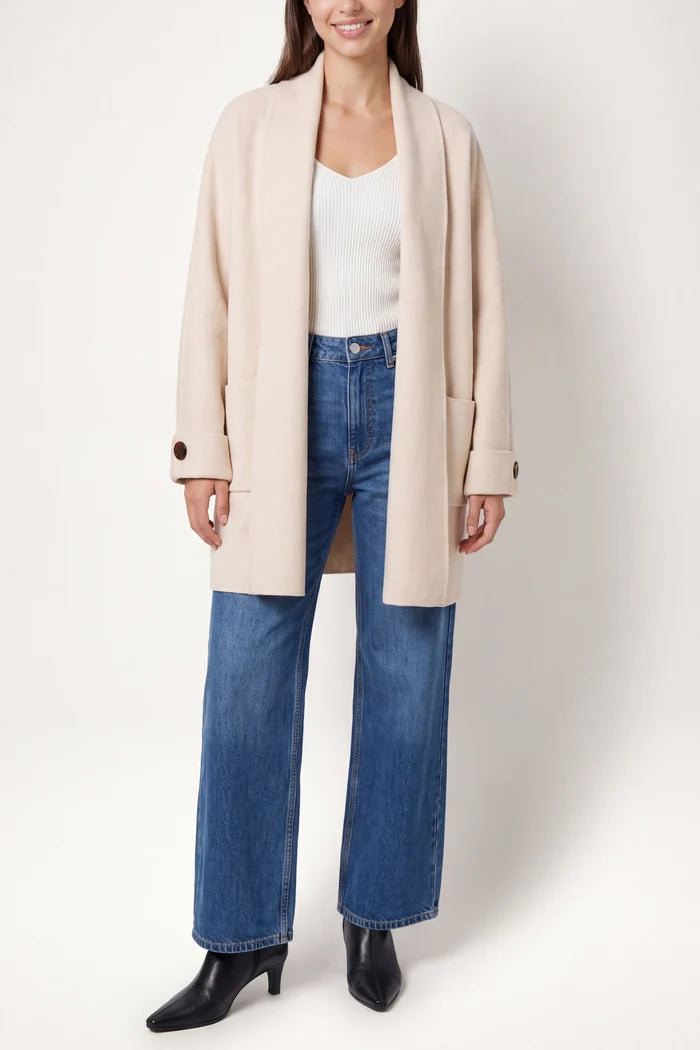 HEAVY KNIT CARDI STONE