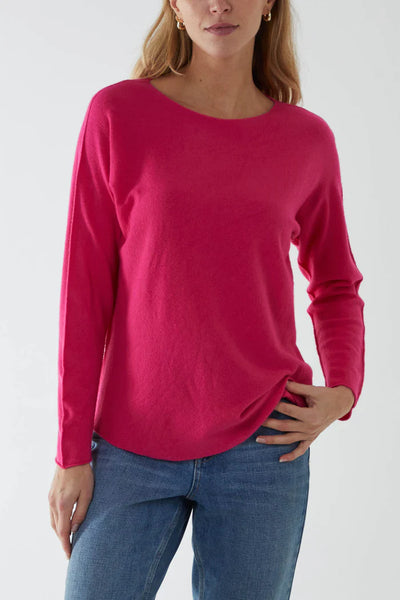 ROUND NECK SOFT JUMPER HOT PINK