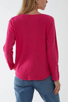 ROUND NECK SOFT JUMPER HOT PINK