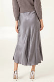 SATIN MIDI SKIRT GREY