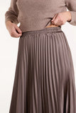 SATIN PLEATED MAXI SKIRT MOCHA