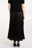 SATIN PLEATED MAXI SKIRT BLACK