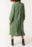 MIDI SHIRT DRESS IN KHAKI