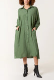 MIDI SHIRT DRESS IN KHAKI