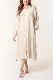 MIDI SHIRT DRESS IN STONE
