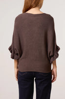 RUFFLE SLEEVE KNIT CHOCOLATE