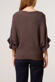 RUFFLE SLEEVE KNIT CHOCOLATE