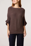 RUFFLE SLEEVE KNIT CHOCOLATE