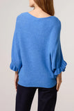 RUFFLE SLEEVE KNIT DENIM