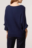 RUFFLE SLEEVE KNIT NAVY